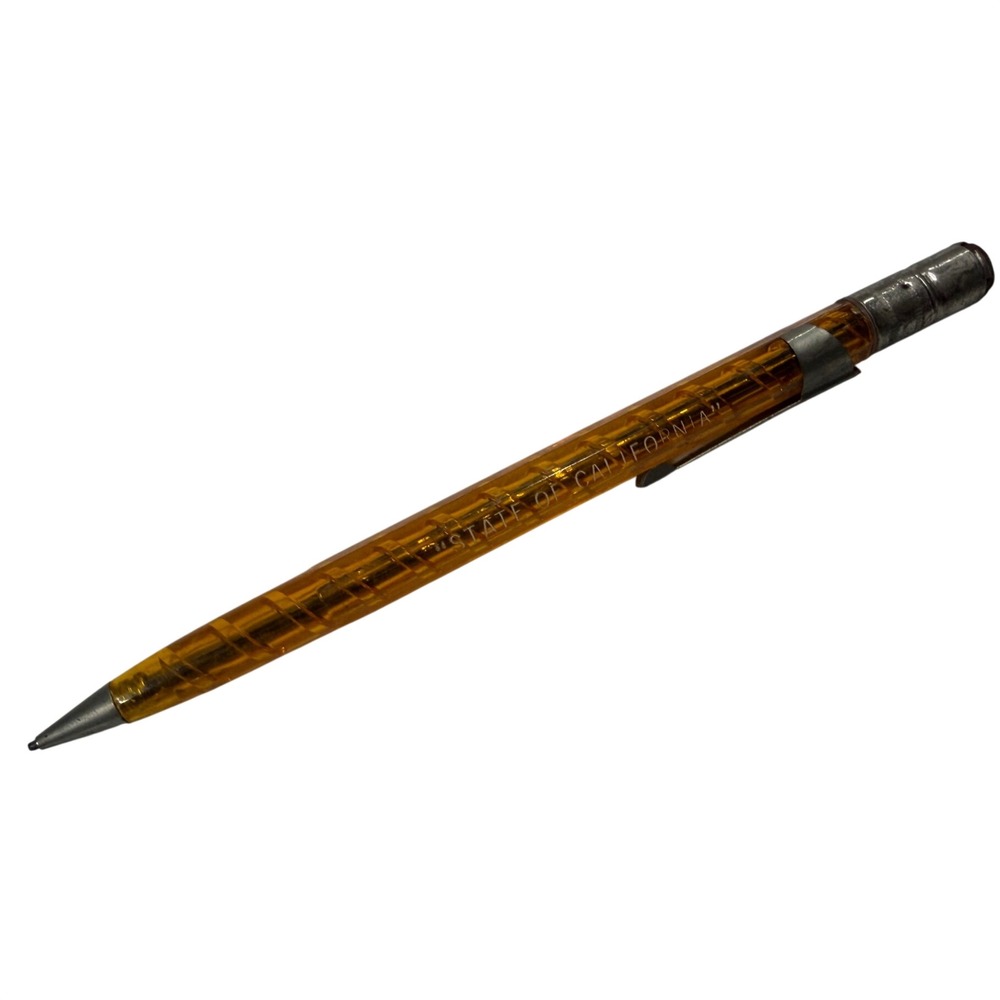 Vintage State of California Mechanical Pencil Amber Translucent Office Supply